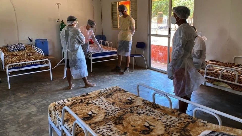 A mini-clinic set up by the doctors to treat Covid patients