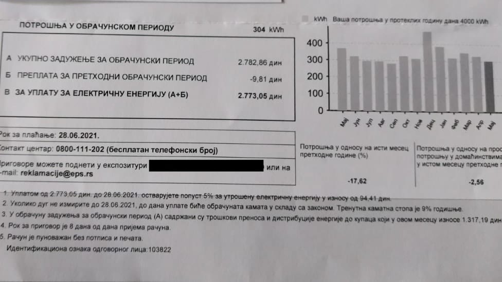 struja, račun za struju, račun za električnu energiju
