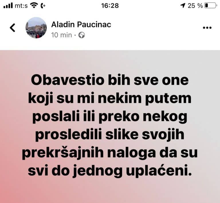 Paučinac: Plaćene sve prekršajne prijave dobijene zbog protesta