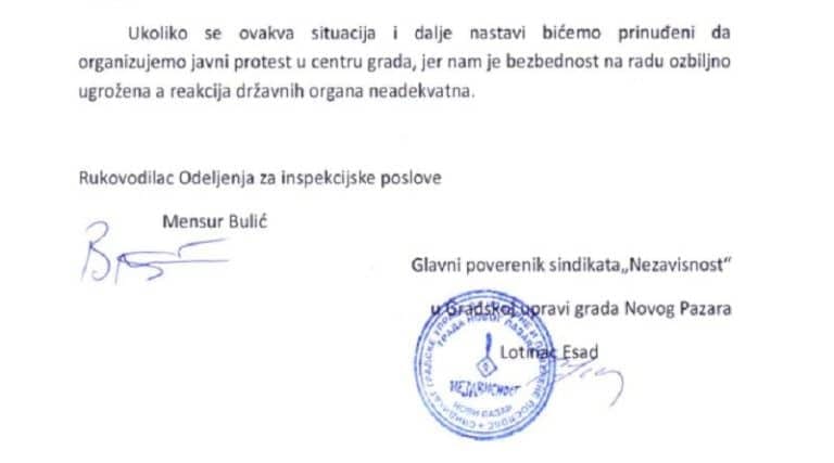 Načelnik i Sindikat traže zaštitu inspektora