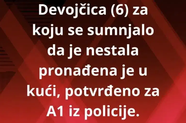 Devojčica (6) za koju se sumnjalo da je nestala pronađena u kući