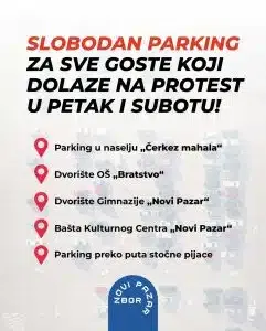 Slobodan parking za goste protesta u Novom Pazaru u petak i subotu