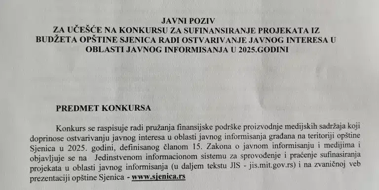 Nakon pisanja A1: Opština Sjenica povukla sporni konkurs i raspisala novi, otvoren za sve medije