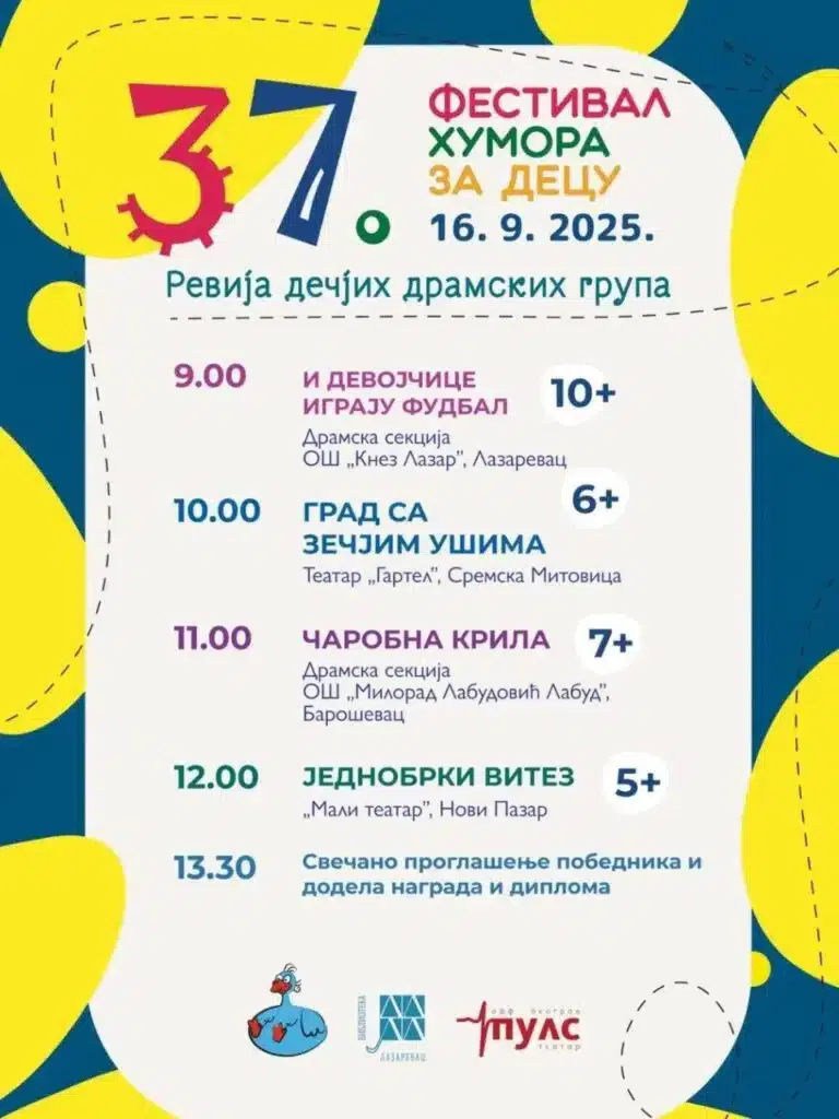 Mali teatar iz Novog Pazara na Festivalu humora za decu u Lazarevcu