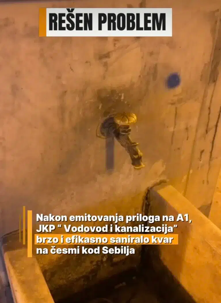 REŠEN PROBLE: Nakon emitovanja priloga na A1, JKP “ Vodovod i kanalizacija“ brzo i efikasno saniralo kvar na česmi kod Sebilja (VIDEO)