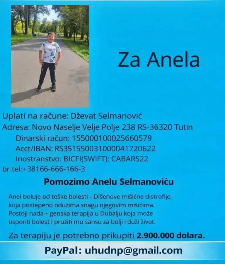 POMOZIMO ANELU SELMANOVIĆU: Za gensku terapiju potrebno 2,9 miliona dolara (VIDEO)