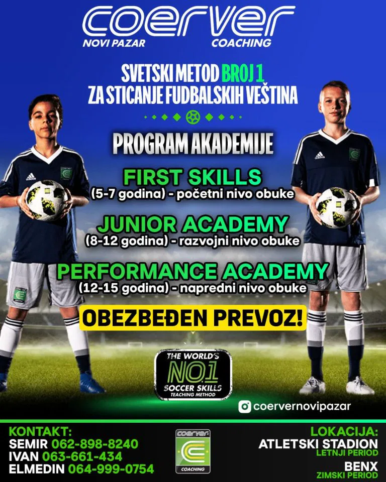 Brojna priznanja za fudbalere akademije „Coerver“ Novi Pazar